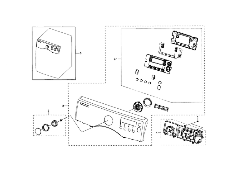 Control Panel Diagram and Parts List for DV331AEW XAA-0002 Samsung Dryer