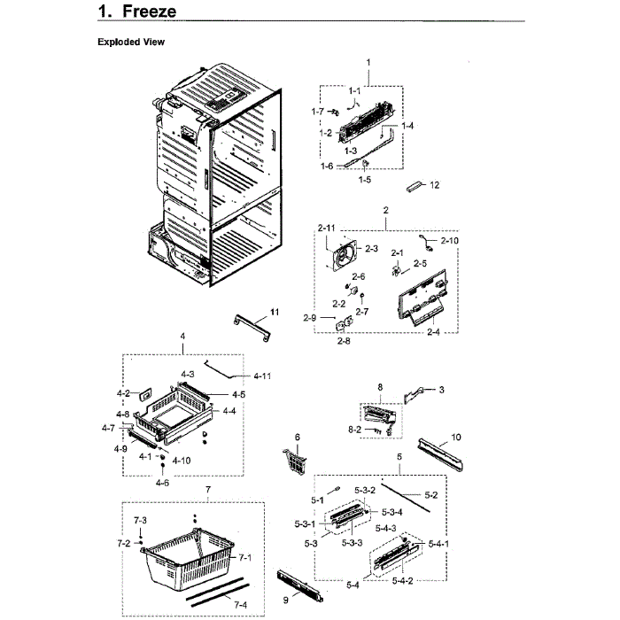Freezer Diagram and Parts List for RF23HCEDBWW AA-09 Samsung Refrigerator