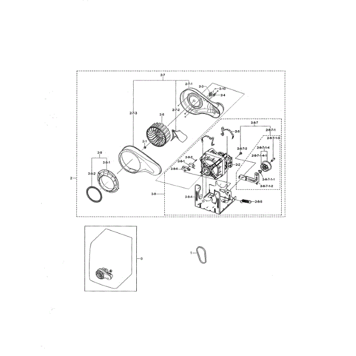 Motor Duct Diagram and Parts List for DVG45N5300F A3-00 Samsung Dryer