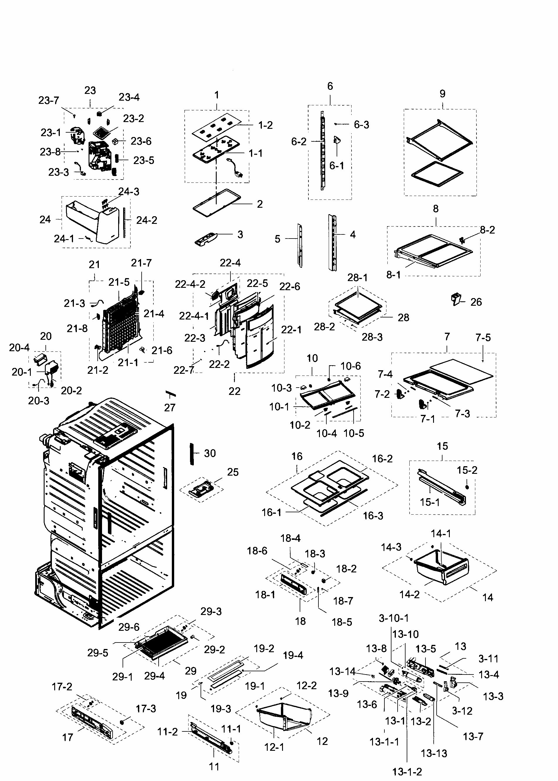 Fridge Diagram and Parts List for RF28HDEDPBC AA-0003 Samsung Refrigerator