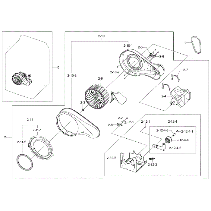 Motor Duct Diagram and Parts List for DV50K8600EV A3-01 Samsung Dryer