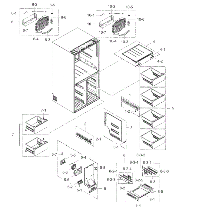 Freezer Diagram and Parts List for RF24J9960S4 AA-02 Samsung Refrigerator