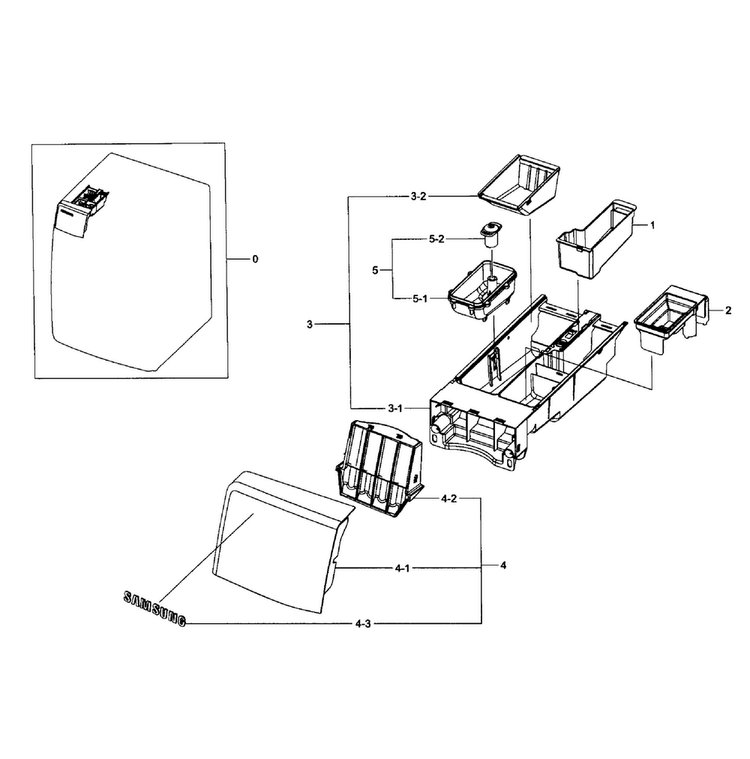Drawer Assy Diagram and Parts List for WF393BTPARA A1-0001 Samsung Washer