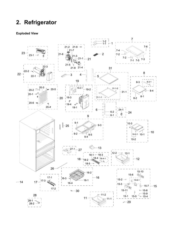 Refrigerator Parts Diagram and Parts List for RF28HMEDBSR AA-19 Samsung Refrigerator