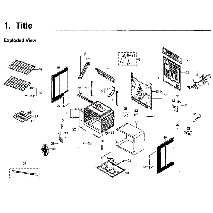Main Assembly Diagram and Parts List for NE59M4320SW AA-00 Samsung Range