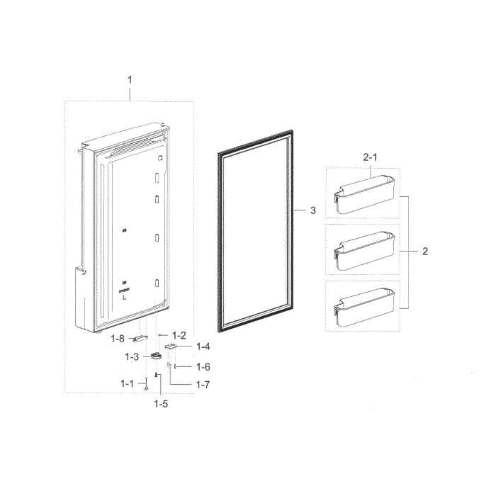 Freezer Door L Diagram and Parts List for RF28K9070SG AA-00 Samsung Refrigerator