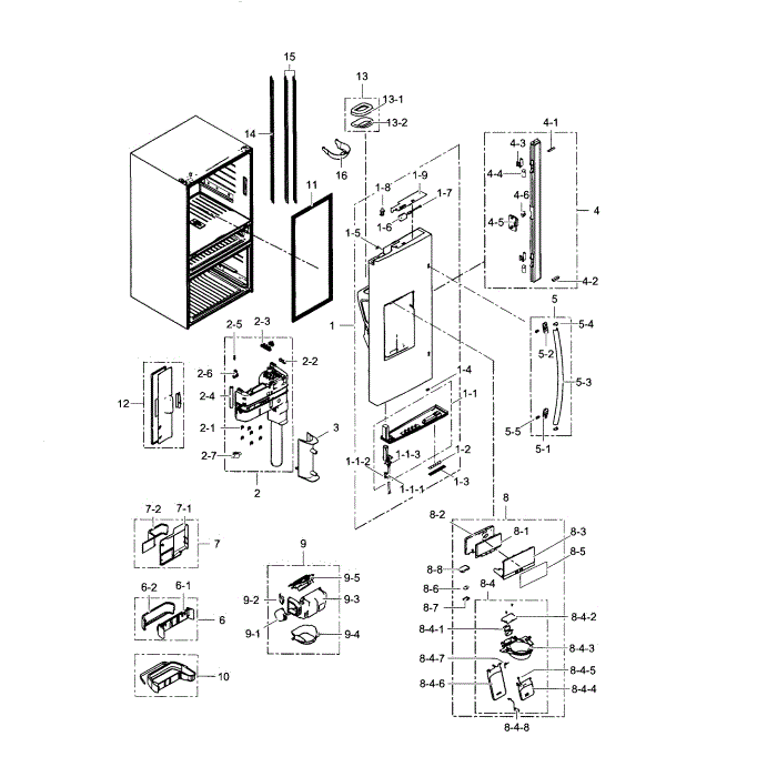 Refrigerator Door L Diagram and Parts List for RF23HSESBSR AA-01 Samsung Refrigerator