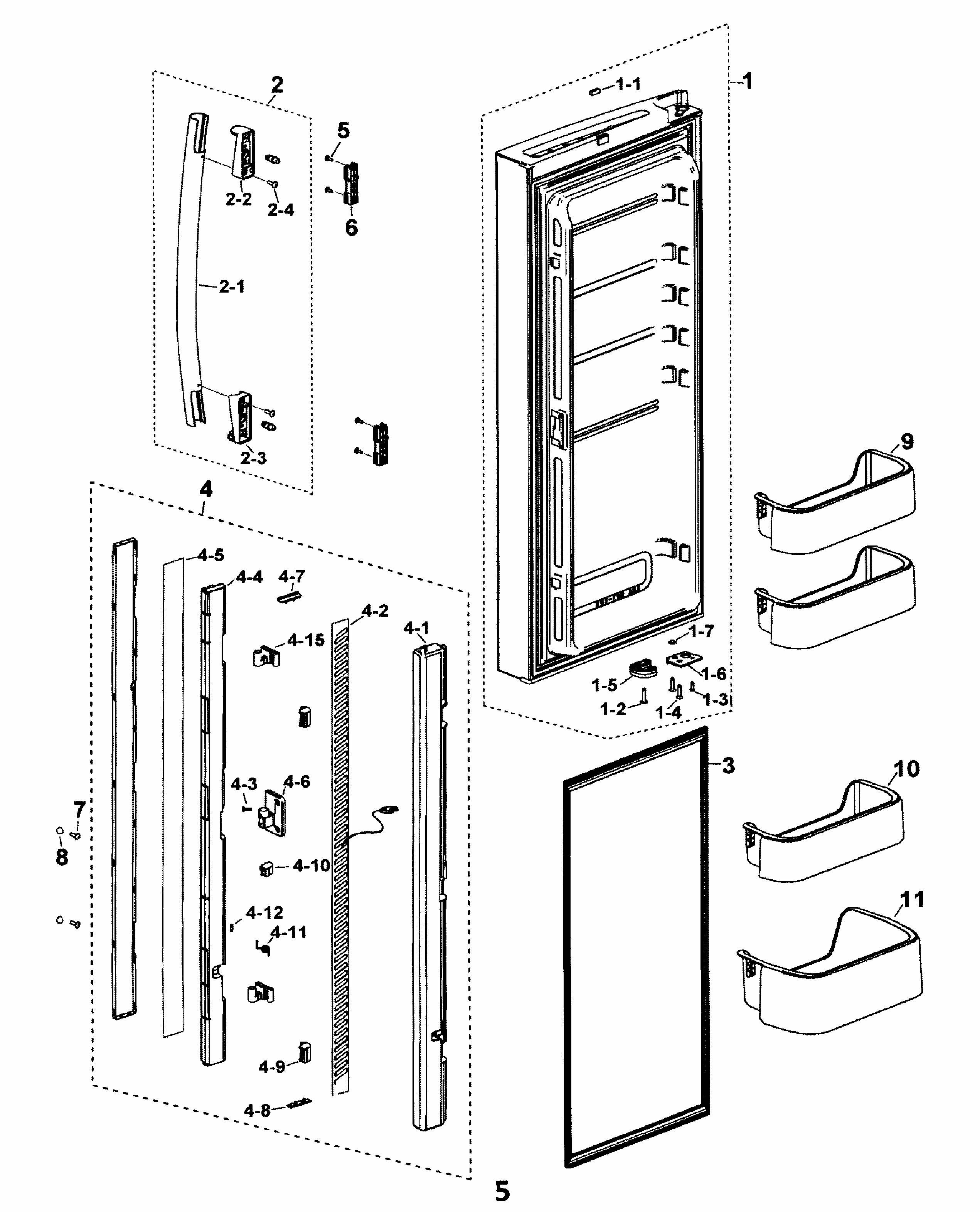 Left Door Diagram and Parts List for RF197ABBP XAA-0000 Samsung Refrigerator