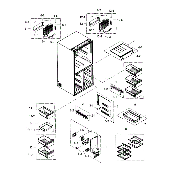 Freezer Diagram and Parts List for RF34H9960S4 AA-01 Samsung Refrigerator