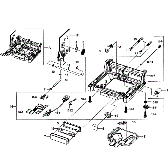 Base Assembly Diagram and Parts List for DW80F600UTW AA-00 Samsung Dishwasher