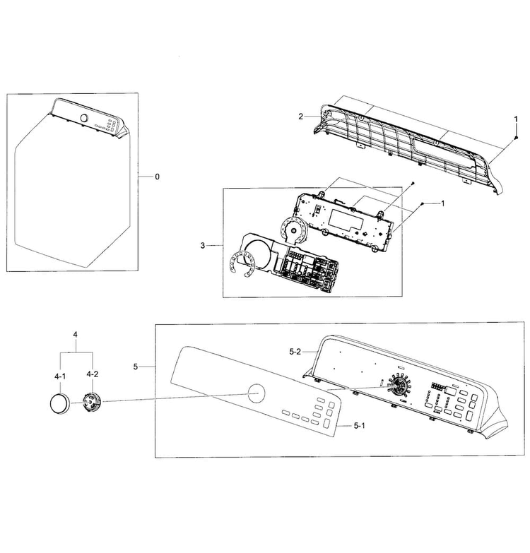 Control Panel Diagram and Parts List for DV422GWHDWR AA-0001 Samsung Dryer