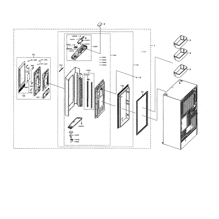 Right Fridge Door Diagram and Parts List for RF22N9781SG AA-00 Samsung Refrigerator
