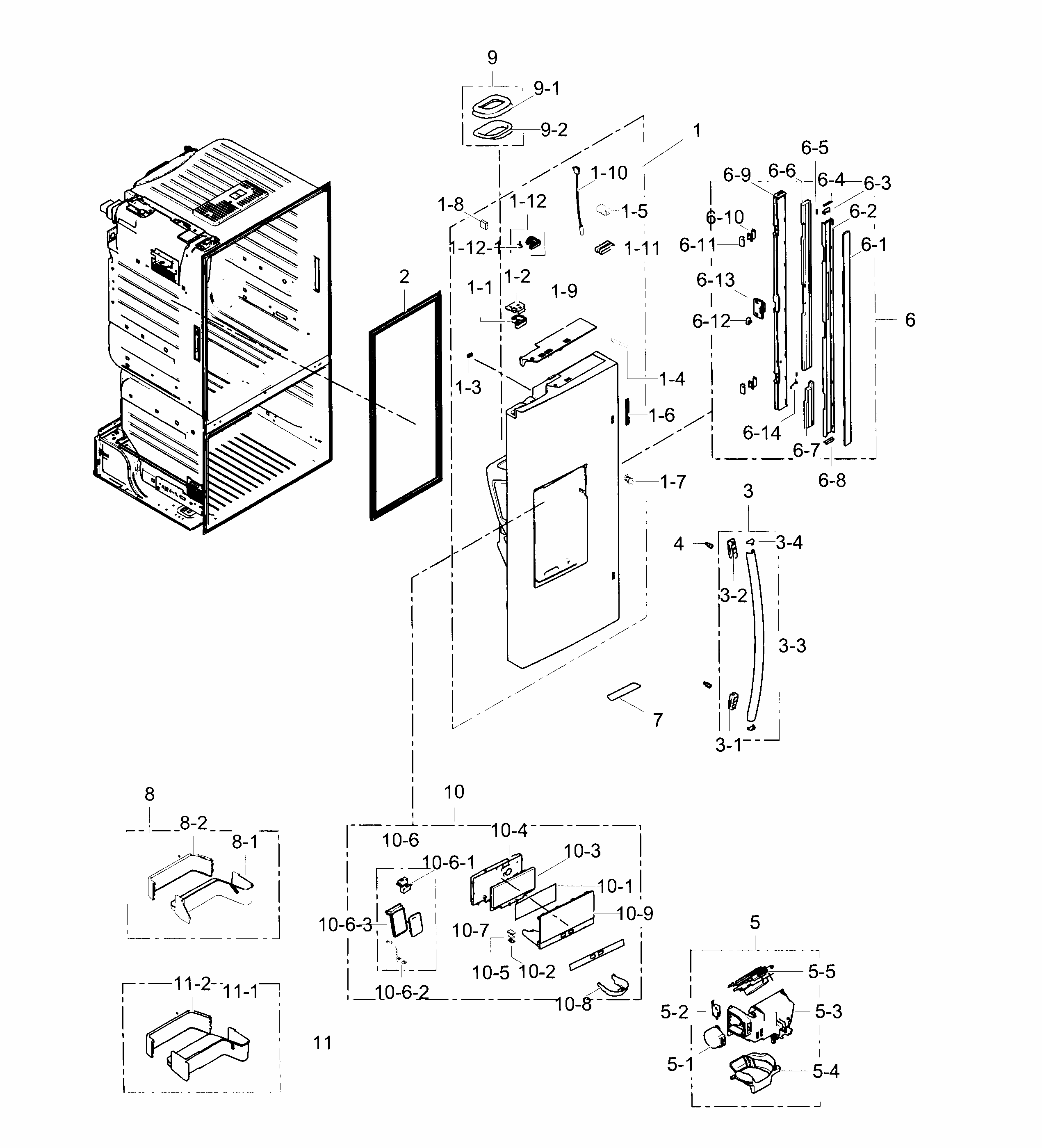 Fridge Door L Diagram and Parts List for RF28HFEDBBC AA-0002 Samsung Refrigerator