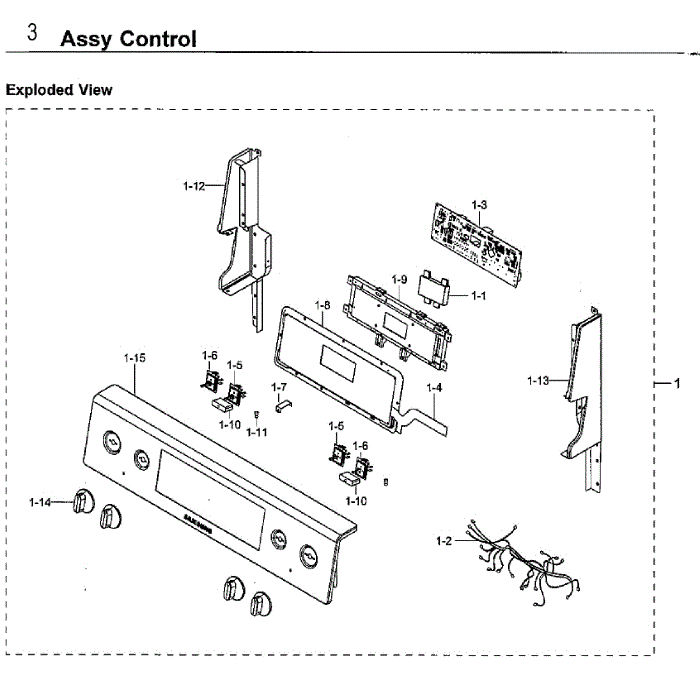 Control Diagram and Parts List for NE59M4320SG AA-00 Samsung Range