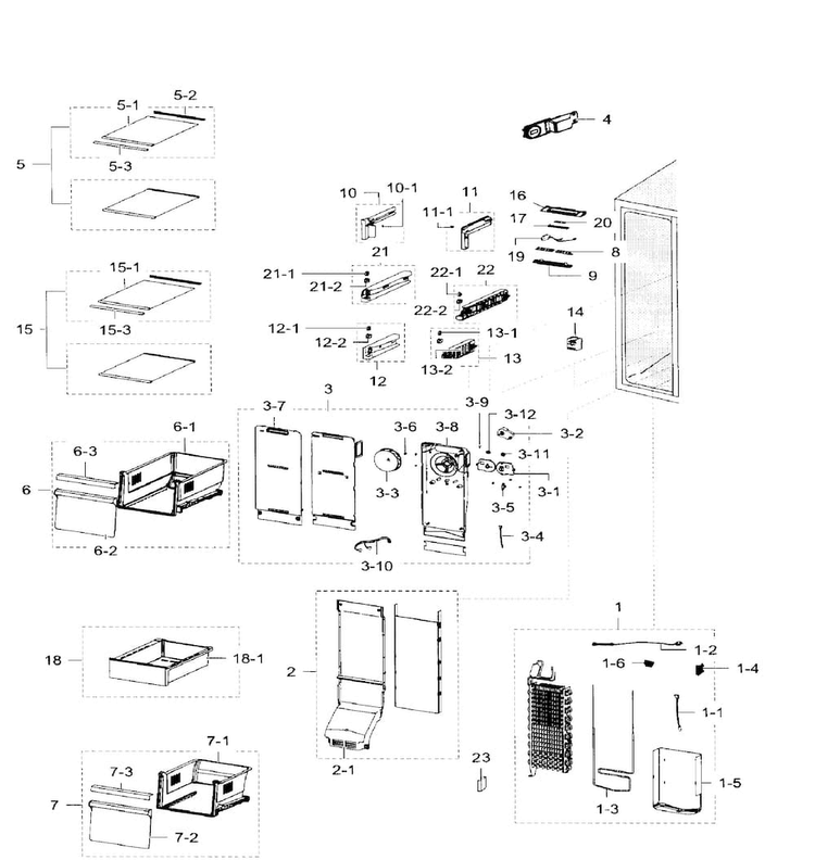 Freezer Diagram and Parts List for RH29H9000SR AA-0004 Samsung Refrigerator