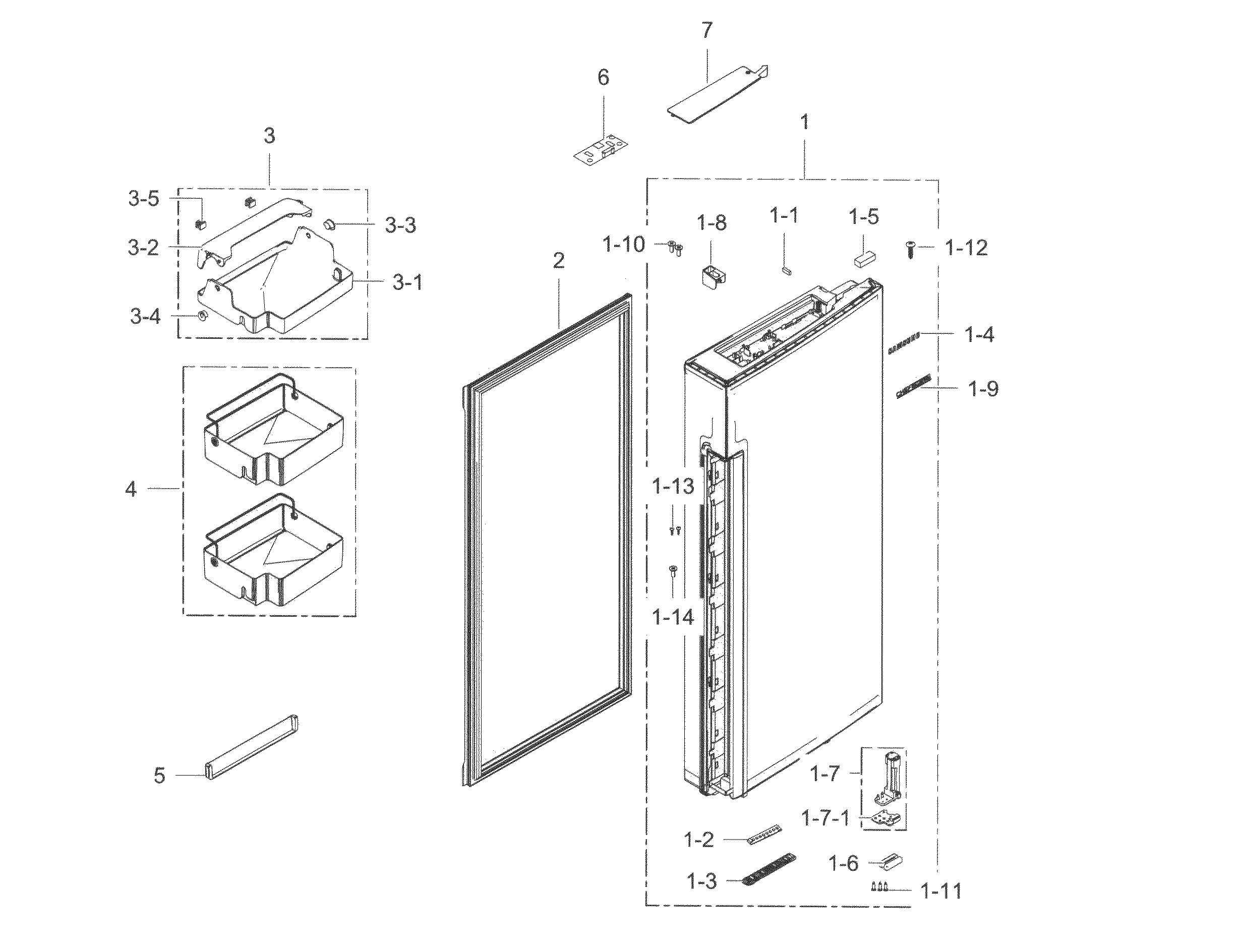 Fridge Door R Diagram and Parts List for RF34H9960S4 AA-0005 Samsung Refrigerator