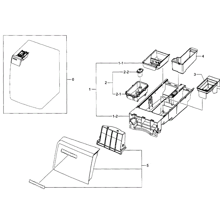 Drawer Section Diagram and Parts List for WF448AAP XAA-08 Samsung Washer
