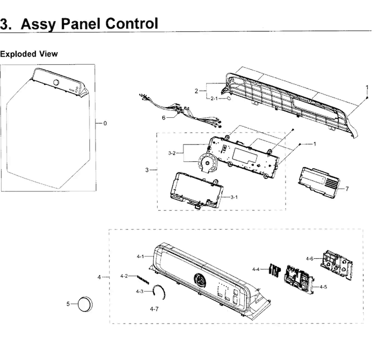 Control Panel Diagram and Parts List for WA40J3000AW A2-0011 Samsung Washer