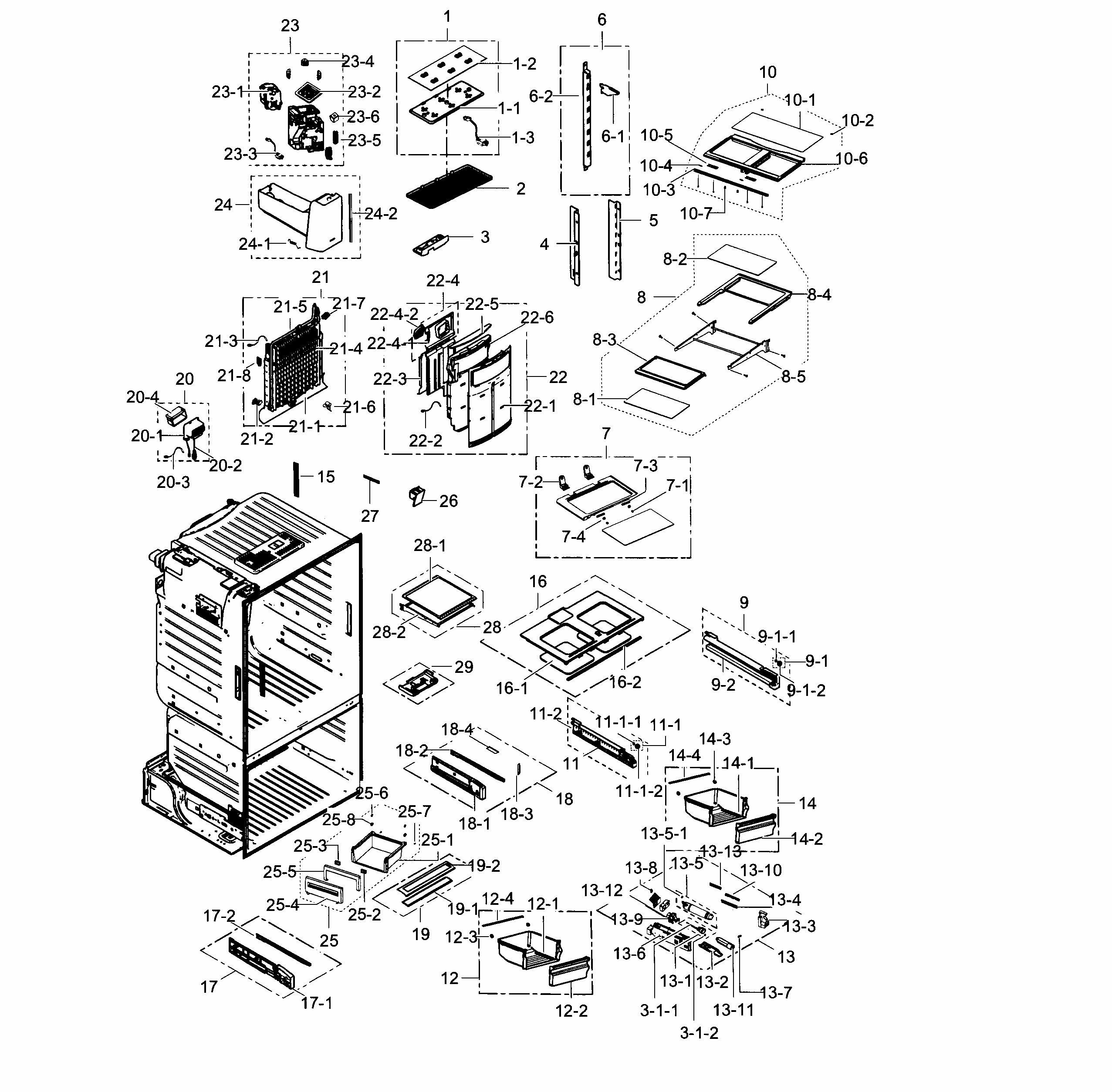 Fridge Diagram and Parts List for RF23HCEDBWW AA-0003 Samsung Refrigerator
