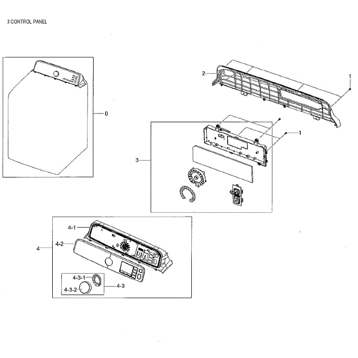 Control Panel Diagram and Parts List for DV48J7700EW A2-01 Samsung Dryer