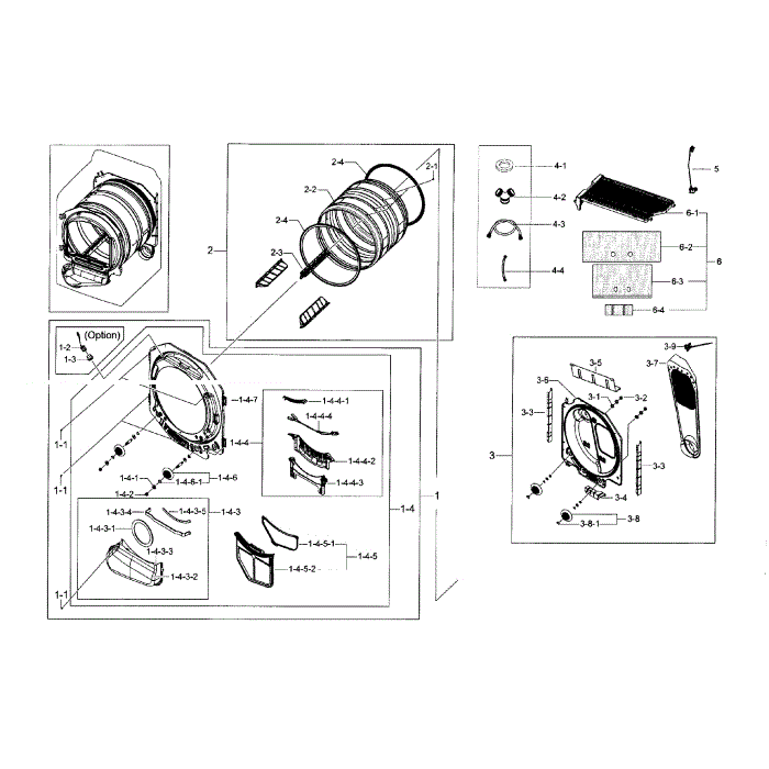 Drum Diagram and Parts List for DV56H9000GW A2-00 Samsung Dryer