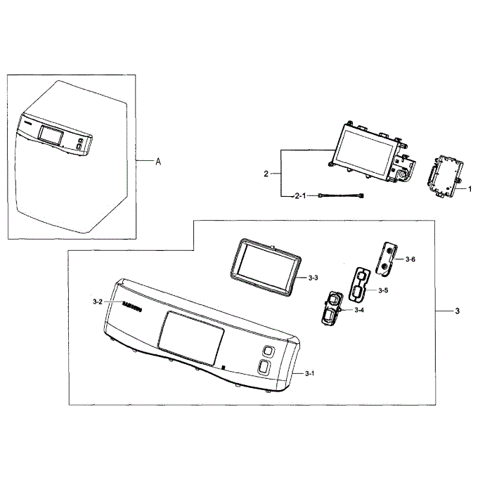 Control Panel Diagram and Parts List for DV457EVGSWR AA-02 Samsung Dryer