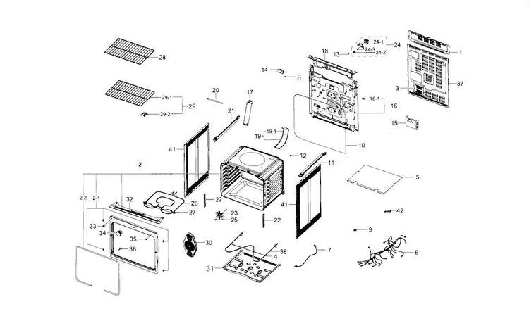 Main Asy Diagram and Parts List for NE59J3421SS AA-0001 Samsung Range