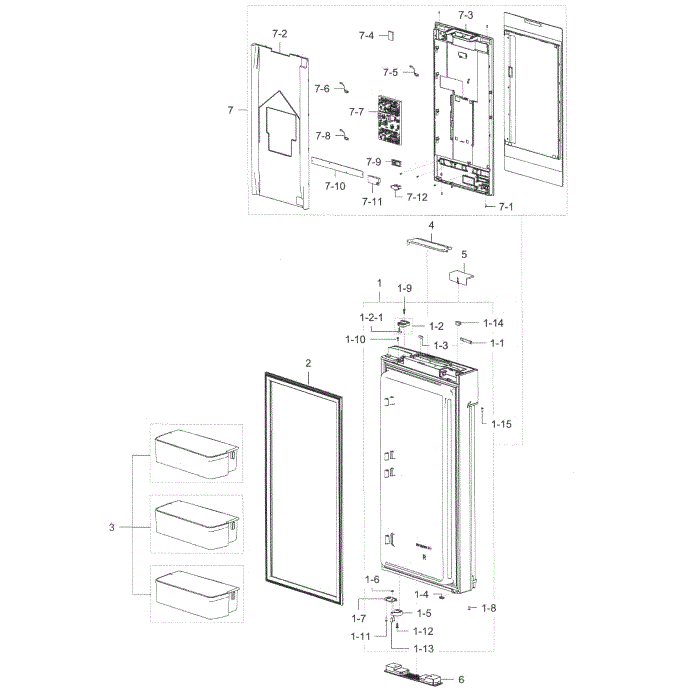 Fridge Door R Diagram and Parts List for RF22K9581SG AA-00 Samsung Refrigerator