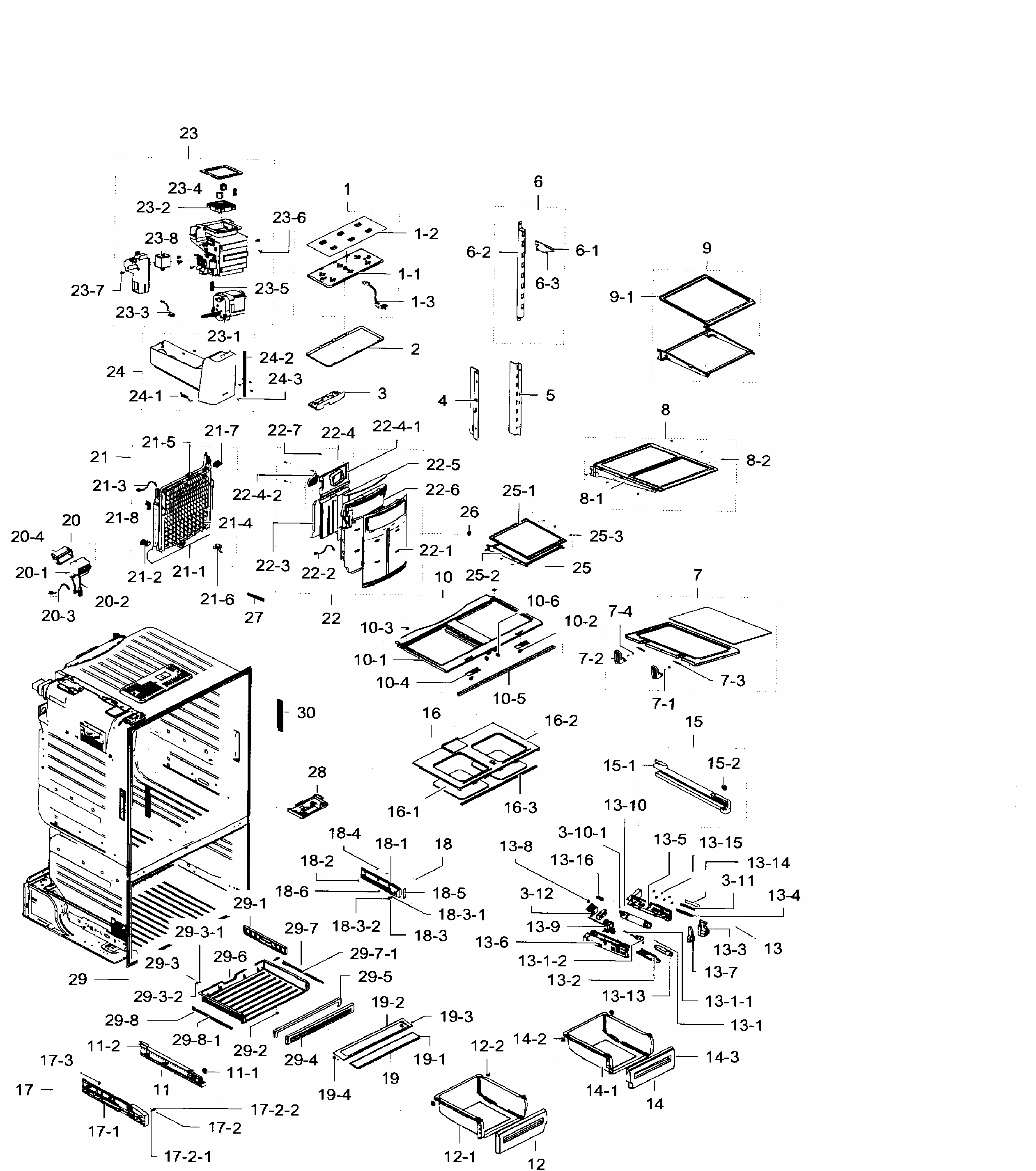 Fridge Diagram and Parts List for RF28HFEDTWW AA-0005 Samsung Refrigerator