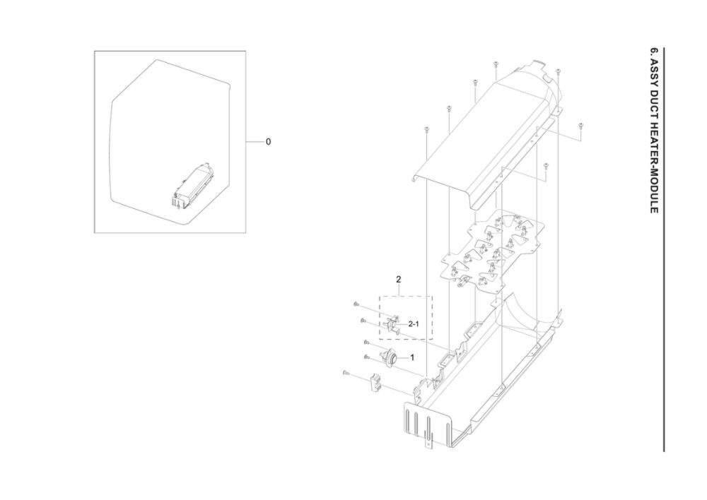 Heater Duct Module Assembly Diagram and Parts List for DVE45A6400V A3-00 Samsung Dryer