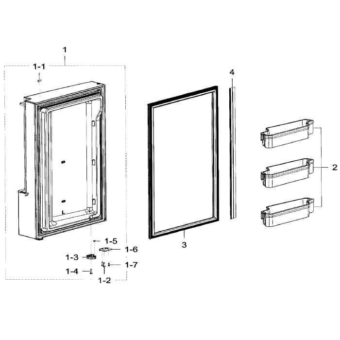 Freezer Door L Diagram and Parts List for RF32FMQDBSR AA-02 Samsung Refrigerator