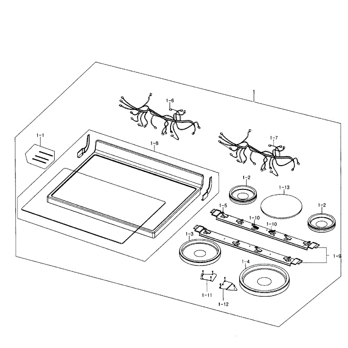 Top Assembly Diagram and Parts List for NE595R1ABSR AA-01 Samsung Range