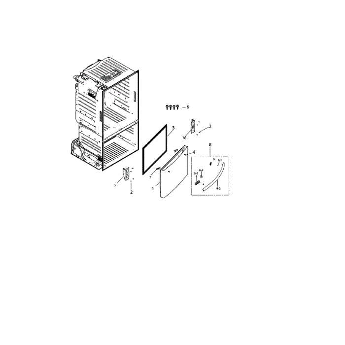 Freezer Door Diagram and Parts List for RF220NCTASP AA-00 Samsung Refrigerator
