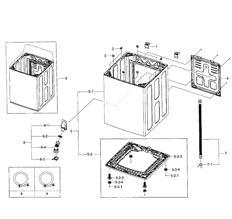 Frame Assy Diagram and Parts List for WA476DSHAWR A1-0001 Samsung Washer