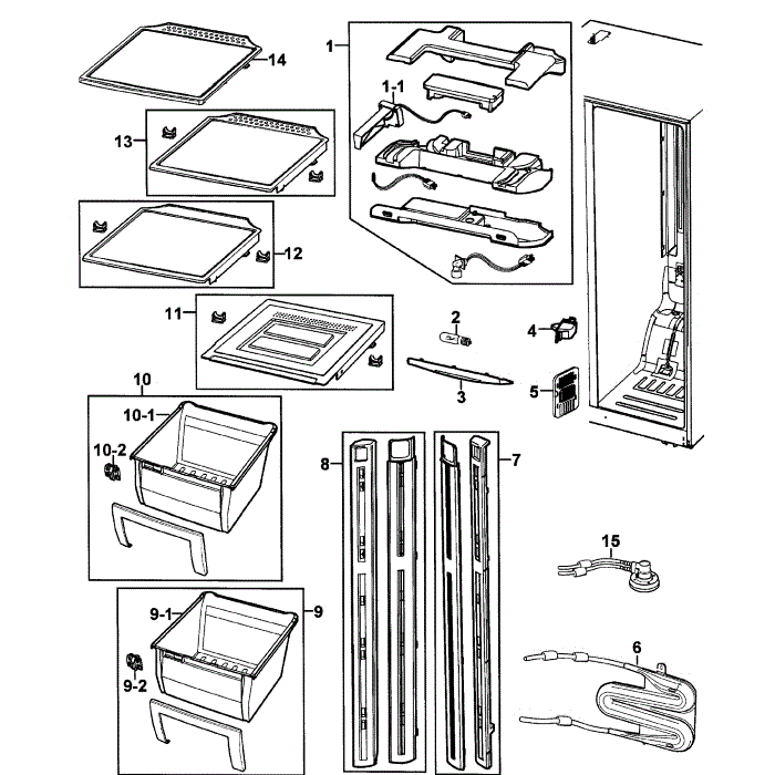 Refrigerator Diagram and Parts List for RS2630SH XAA-00 Samsung Refrigerator