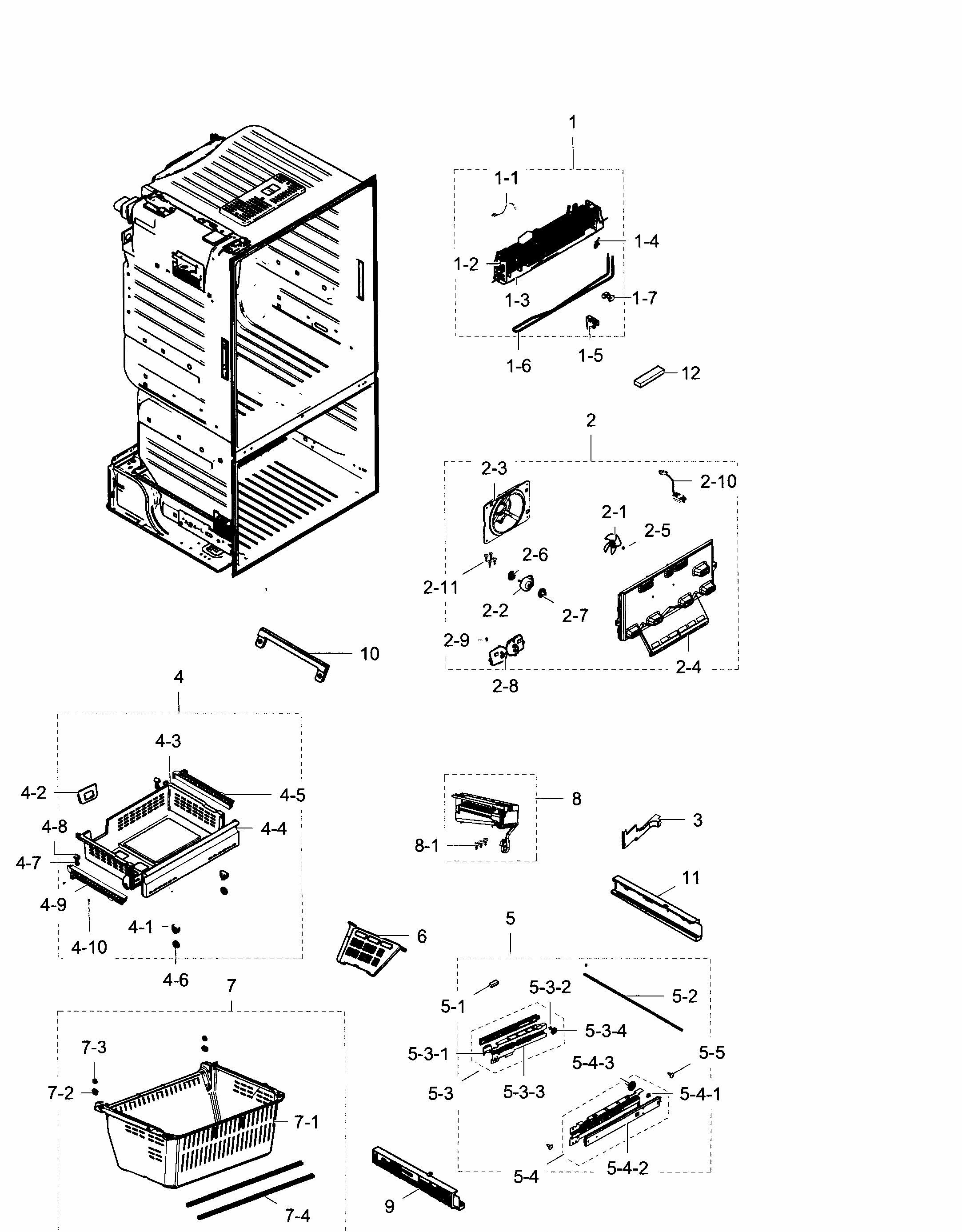 Freezer Diagram and Parts List for RF28HDEDPBC AA-0002 Samsung Refrigerator