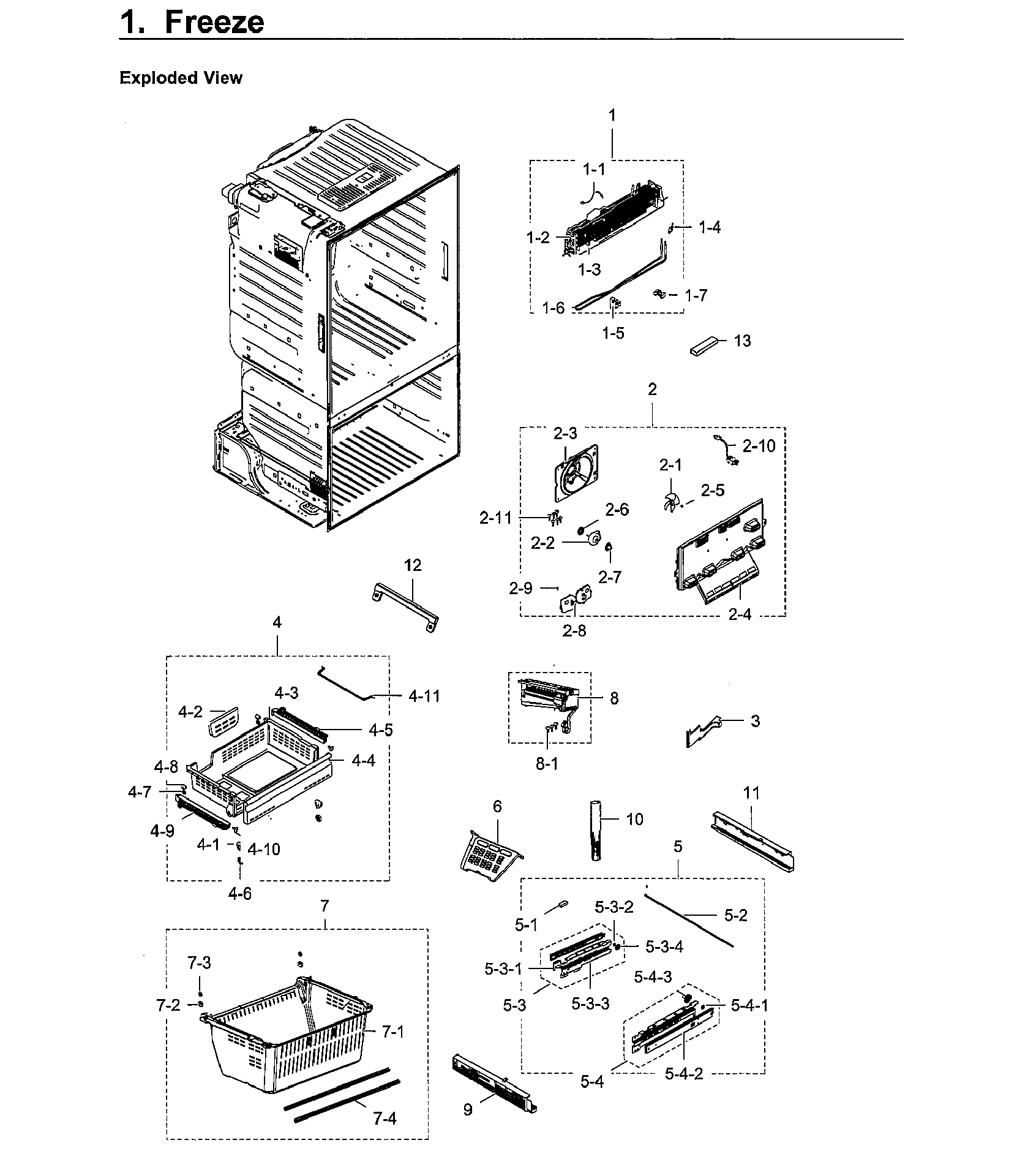 Freezer Diagram and Parts List for RF23HCEDBWW AA-0010 Samsung Refrigerator