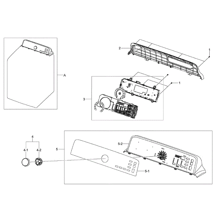 Control Panel Diagram and Parts List for DV400EWHDWR AA-00 Samsung Dryer