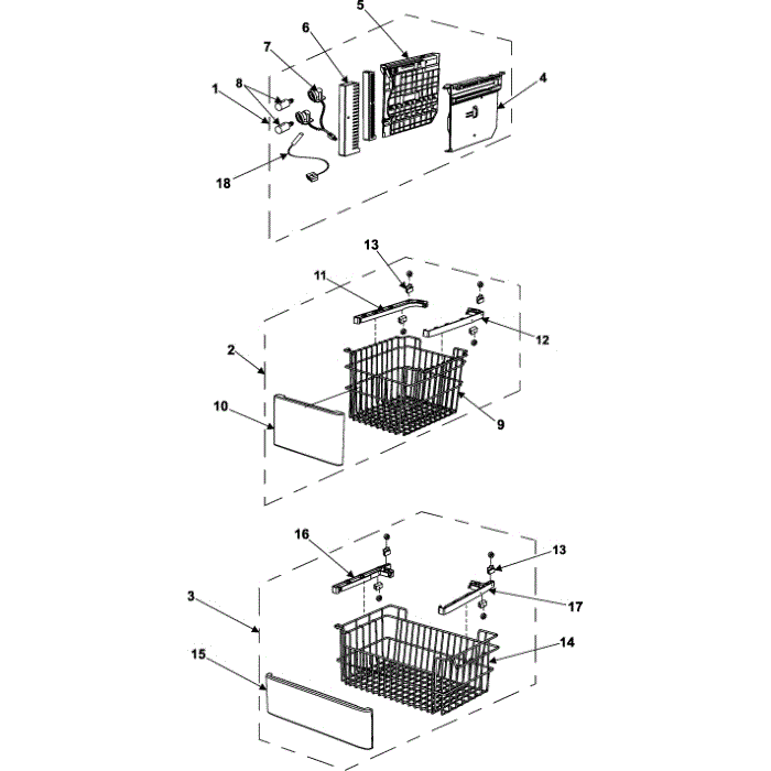 Freezer Shelves Diagram and Parts List for RB195BSSB XAA-00 Samsung Refrigerator