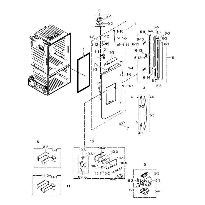 Fridge Door L Diagram and Parts List for RF23HCEDBSR AA-0000 Samsung Refrigerator