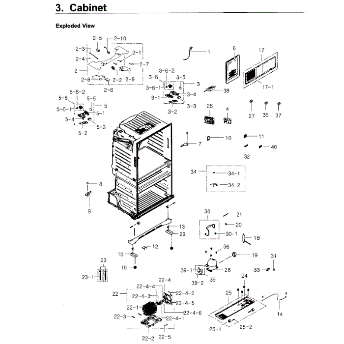 Cabinet Diagram and Parts List for RF4267HARS XAA-02 Samsung Refrigerator