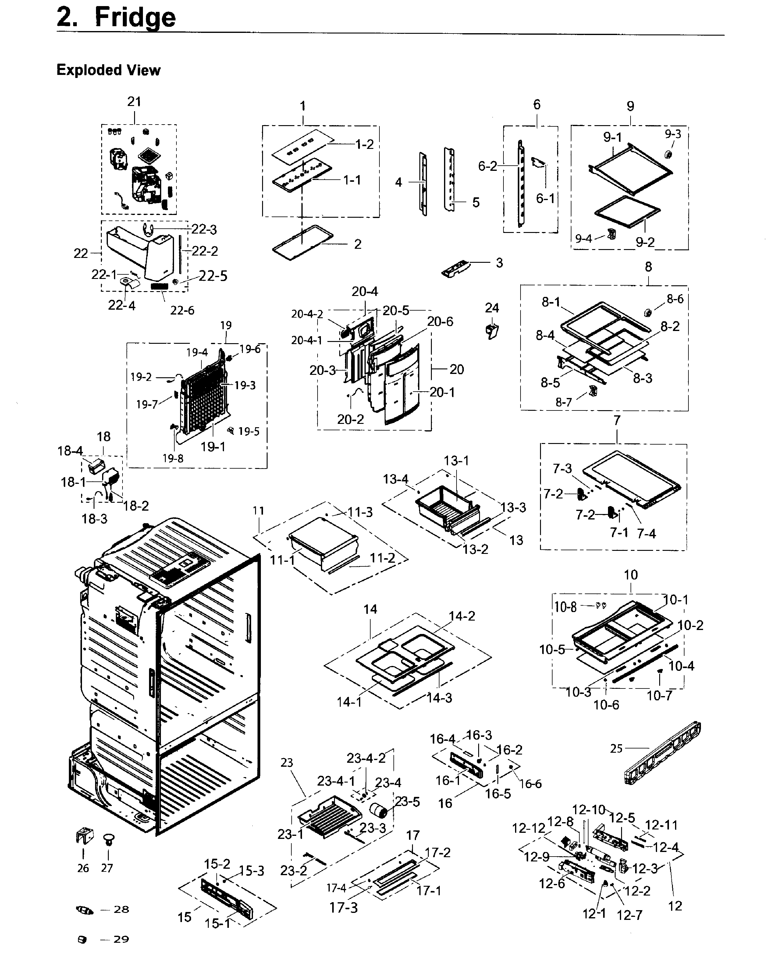 Fridge Diagram and Parts List for RF263BEAESP AA-0004 Samsung Refrigerator