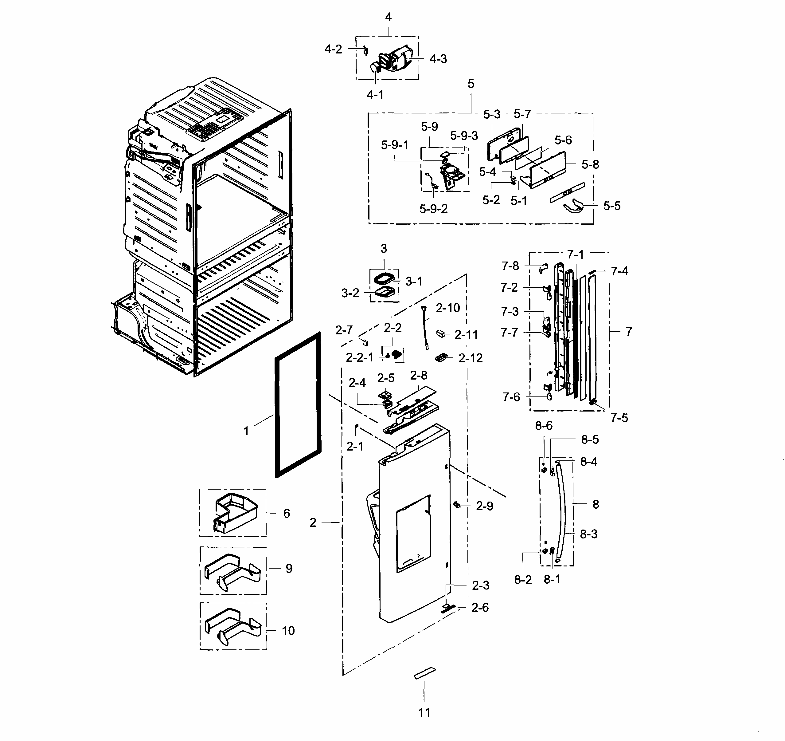 Refrigerator Door L Diagram and Parts List for RF28HMEDBSR AA-0004 Samsung Refrigerator