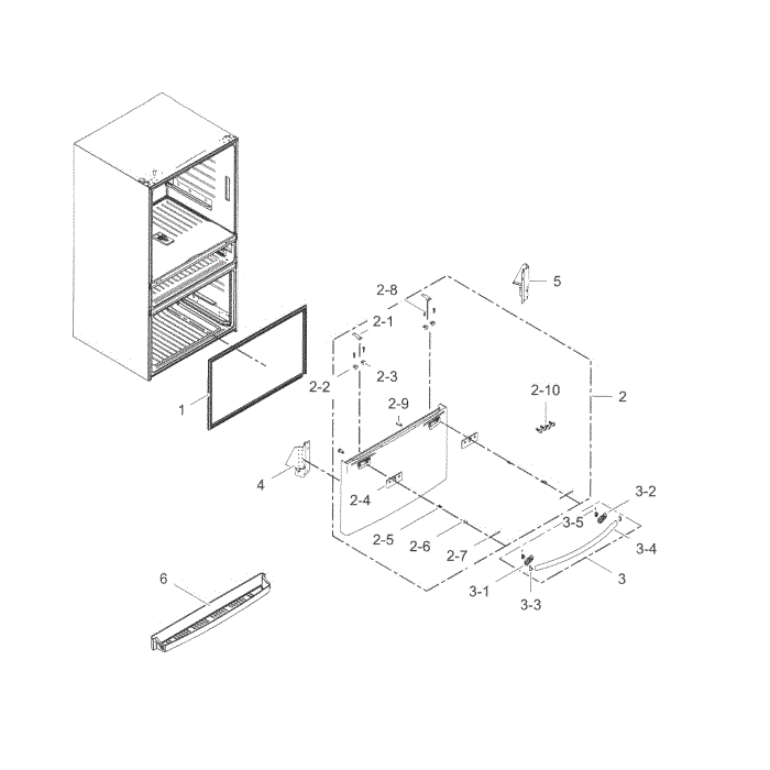 Freezer Door Diagram and Parts List for RF31FMESBSR AA-07 Samsung Refrigerator