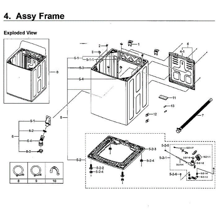 Frame Assembly Diagram and Parts List for WA5471ABP XAA-02 Samsung Washer