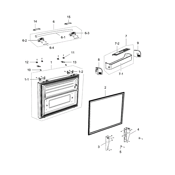 Freezer Door Diagram and Parts List for RF267ACWP XAA-00 Samsung Refrigerator