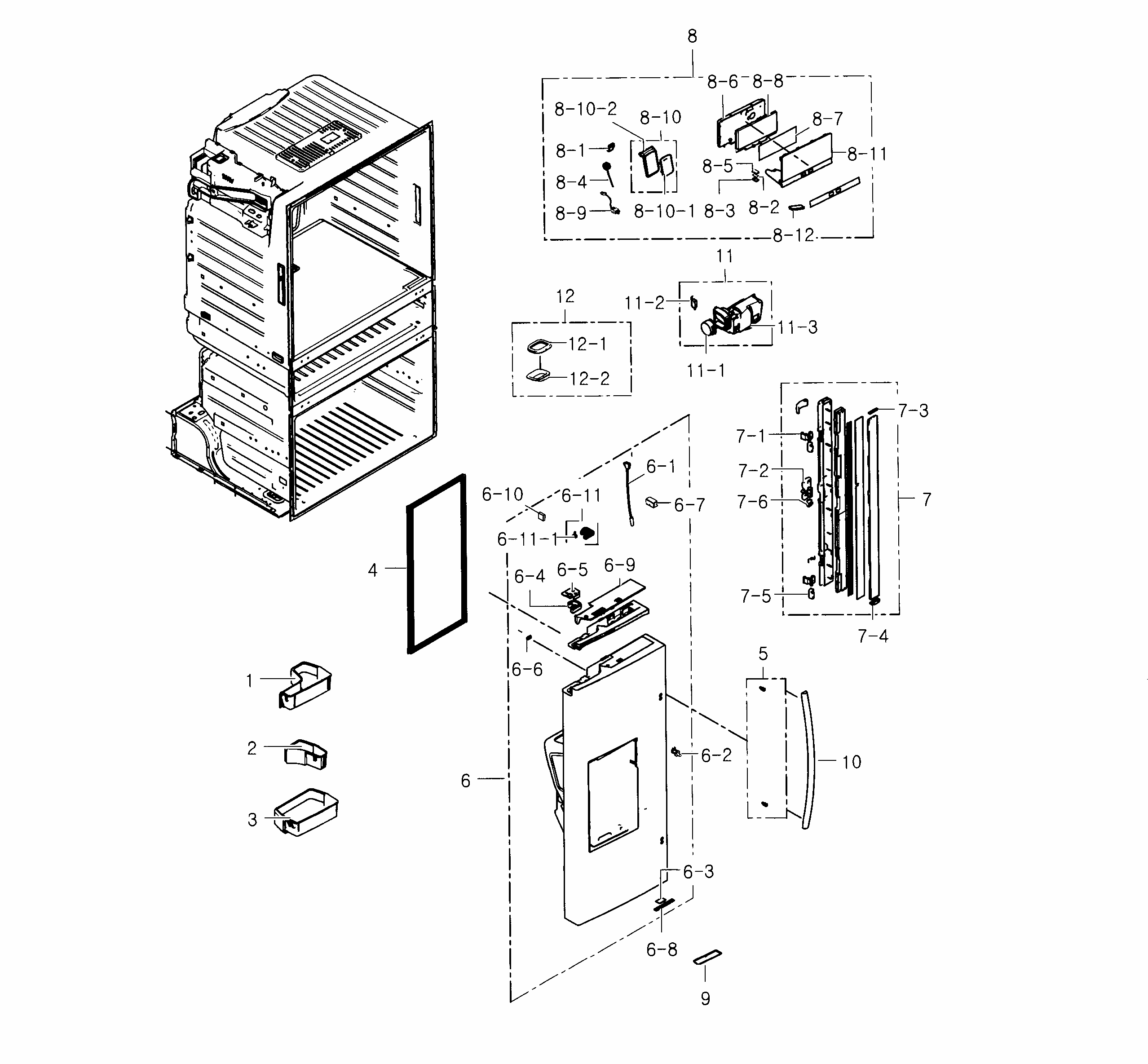 Frdige Door L Diagram and Parts List for RF25HMEDBBC AA-0003 Samsung Refrigerator
