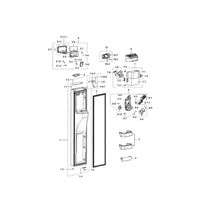 Freezer Door Diagram and Parts List for RSG307AABP XAA-03 Samsung Refrigerator