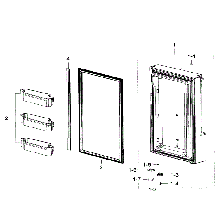 Freezer Door Rt Diagram and Parts List for RF32FMQDBSR AA-06 Samsung Refrigerator