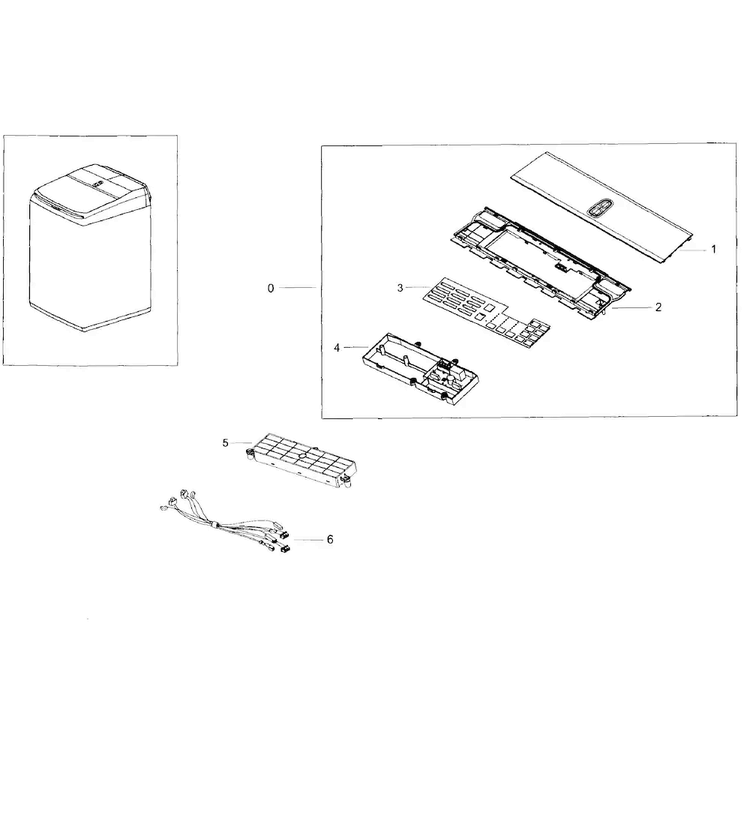 Control Panel Diagram and Parts List for WA50K8600AV A2-0000 Samsung Washer